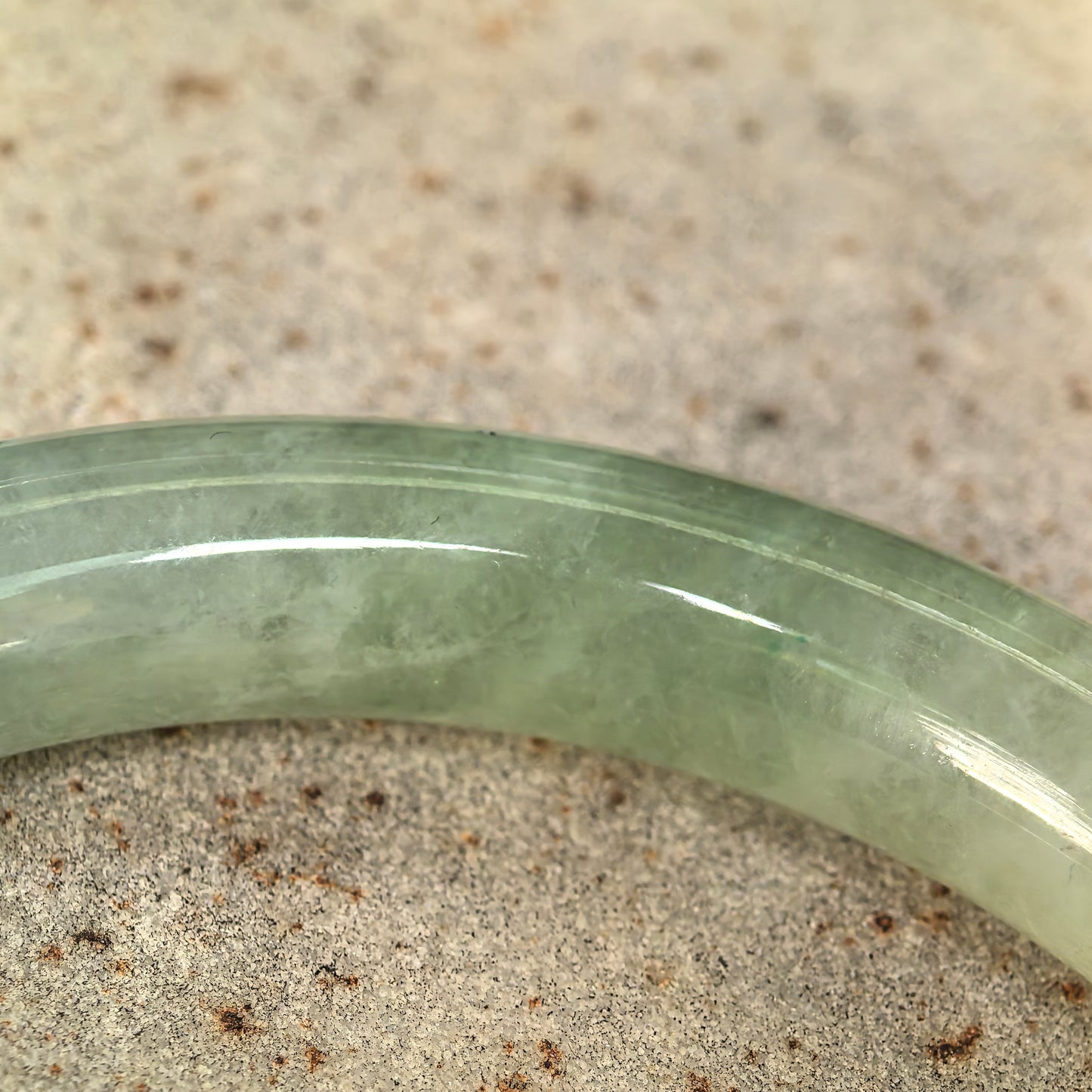 Natural Grade-A Jadeite Icy Translucent Pale Green Round Bangle · Burmese Jade 55mm
