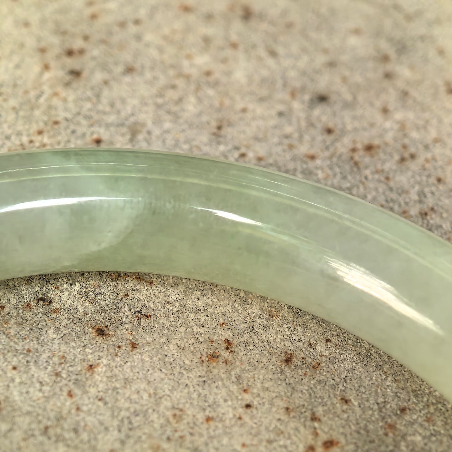 Natural Grade-A Jadeite Icy Translucent Pale Green Round Bangle · Burmese Jade 55mm