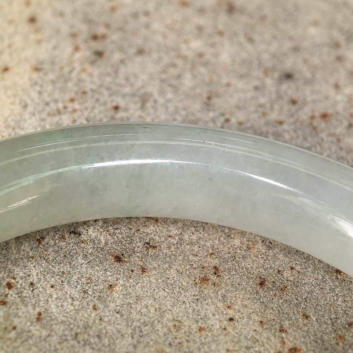 Natural Grade-A Jadeite Icy Translucent Pale Green Round Bangle · Burmese Jade 55mm