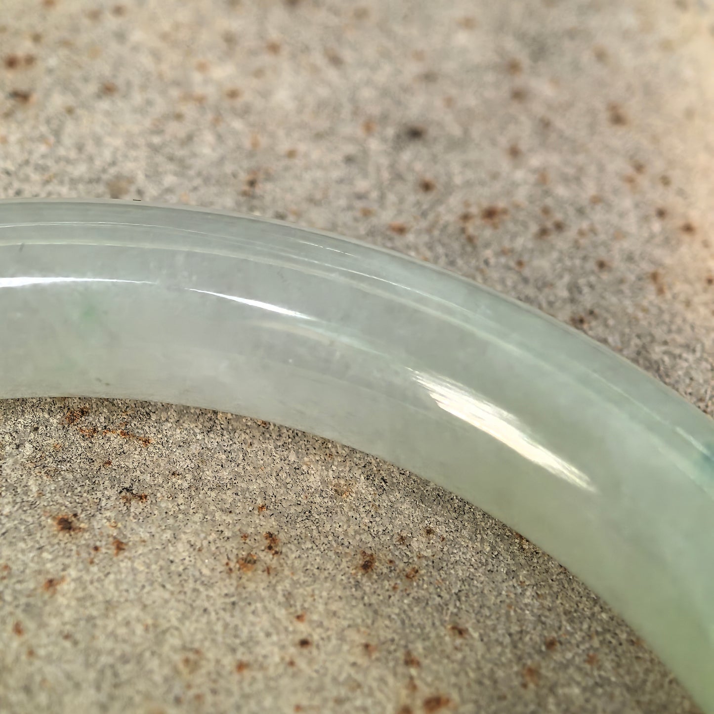 Natural Grade-A Jadeite Icy Translucent Pale Green Round Bangle · Burmese Jade 55mm