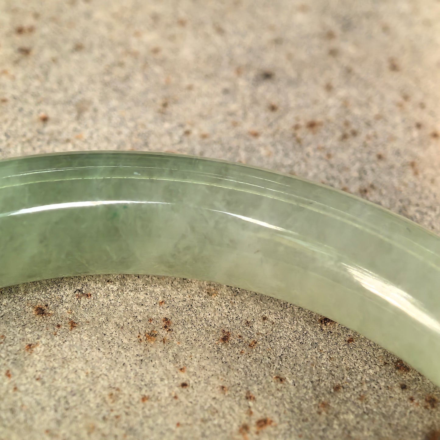 Natural Grade-A Jadeite Icy Translucent Pale Green Round Bangle · Burmese Jade 55mm