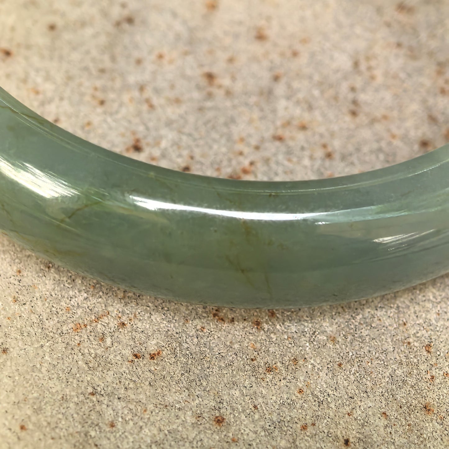 Natural Grade-A Jadeite Oil Green D-Shape Bangle · Burmese Jade 55mm
