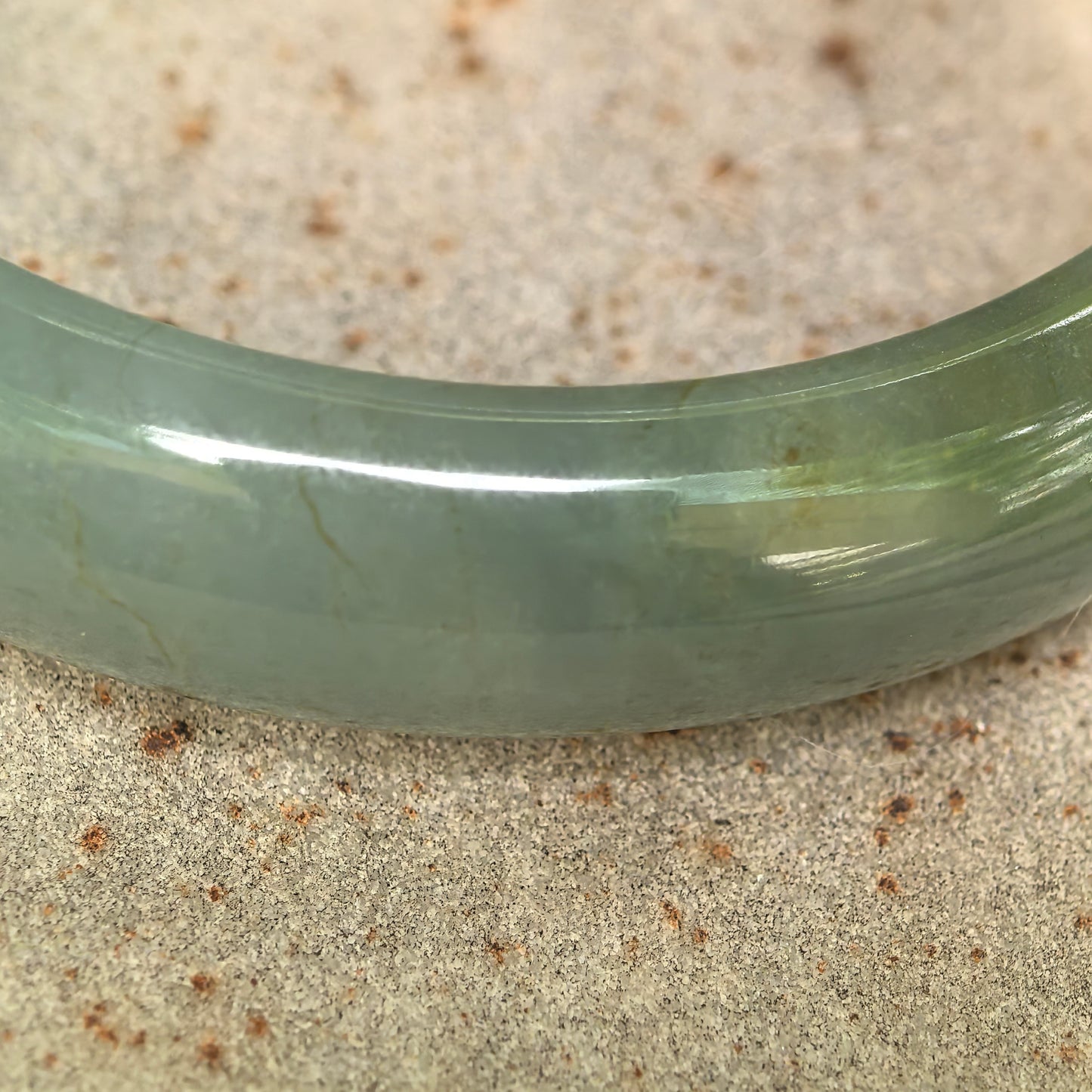Natural Grade-A Jadeite Oil Green D-Shape Bangle · Burmese Jade 55mm