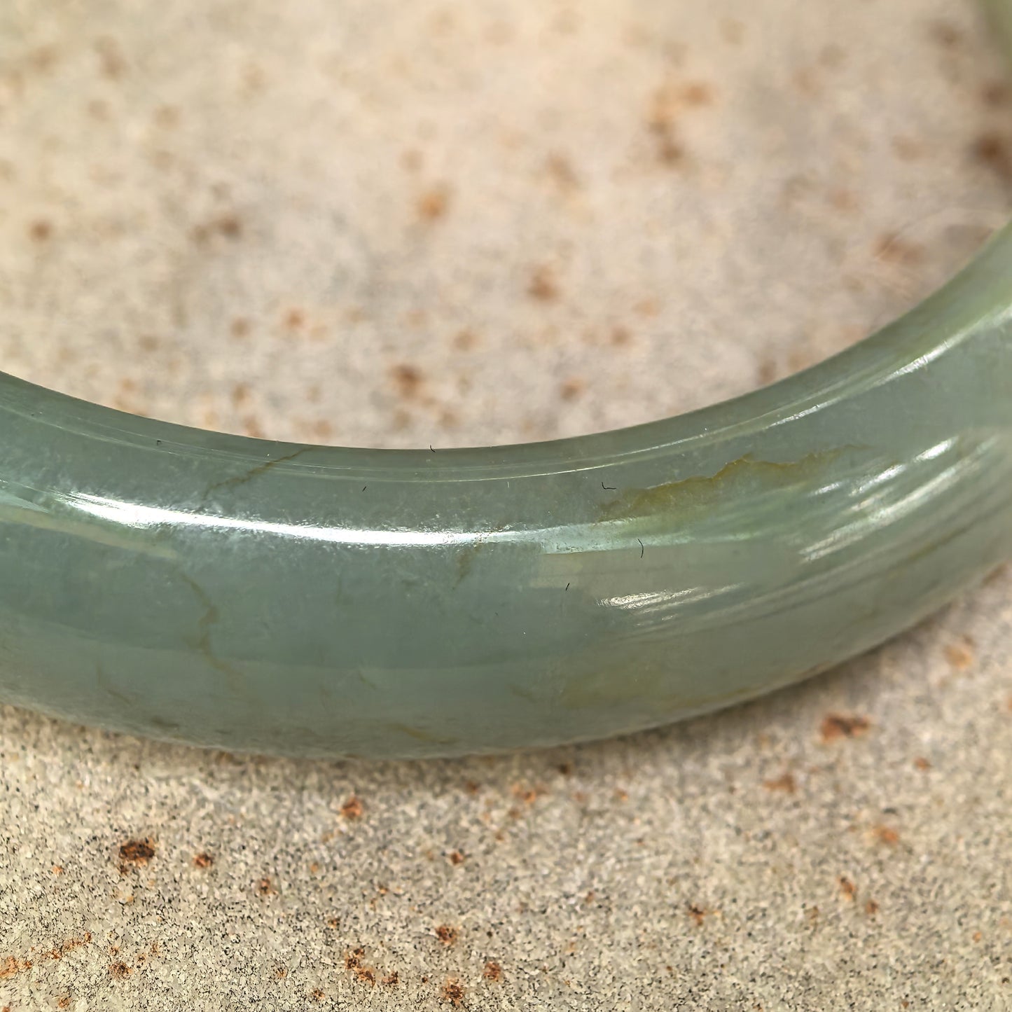 Natural Grade-A Jadeite Oil Green D-Shape Bangle · Burmese Jade 55mm