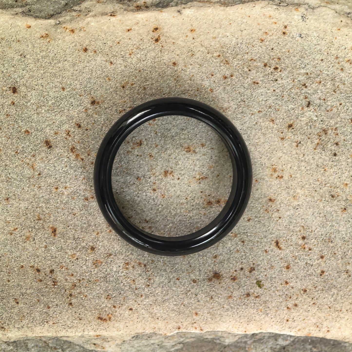 Natural Black Nephrite Ring Band · Hetian Jade