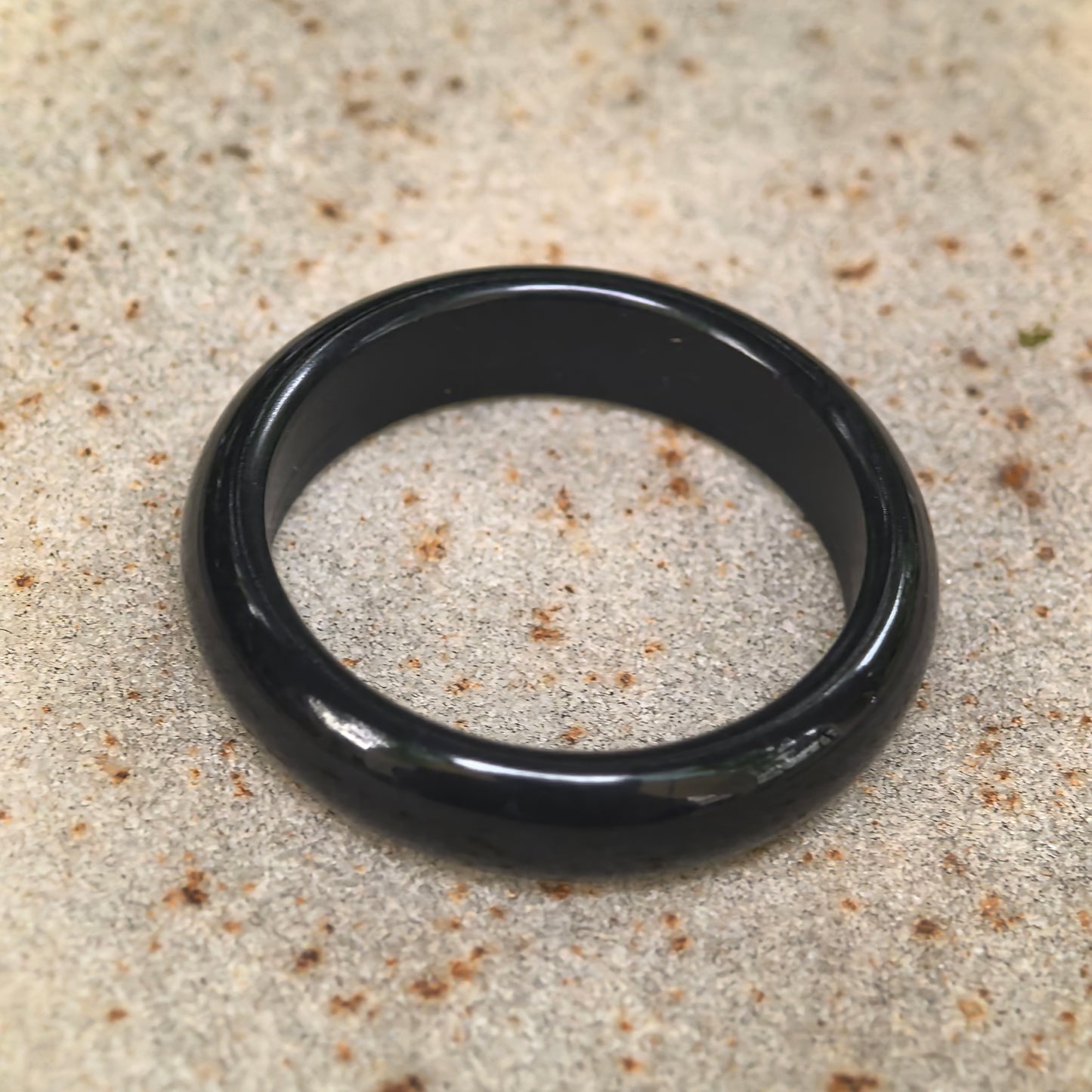 Natural Black Nephrite Ring Band · Hetian Jade