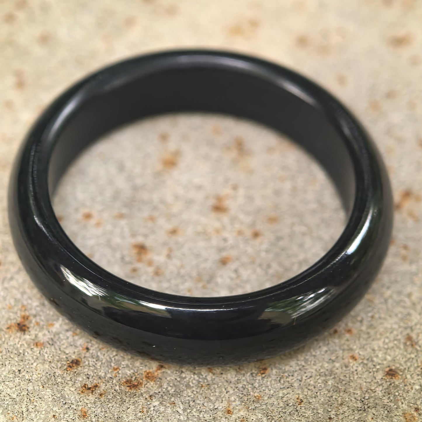 Natural Black Nephrite Ring Band · Hetian Jade