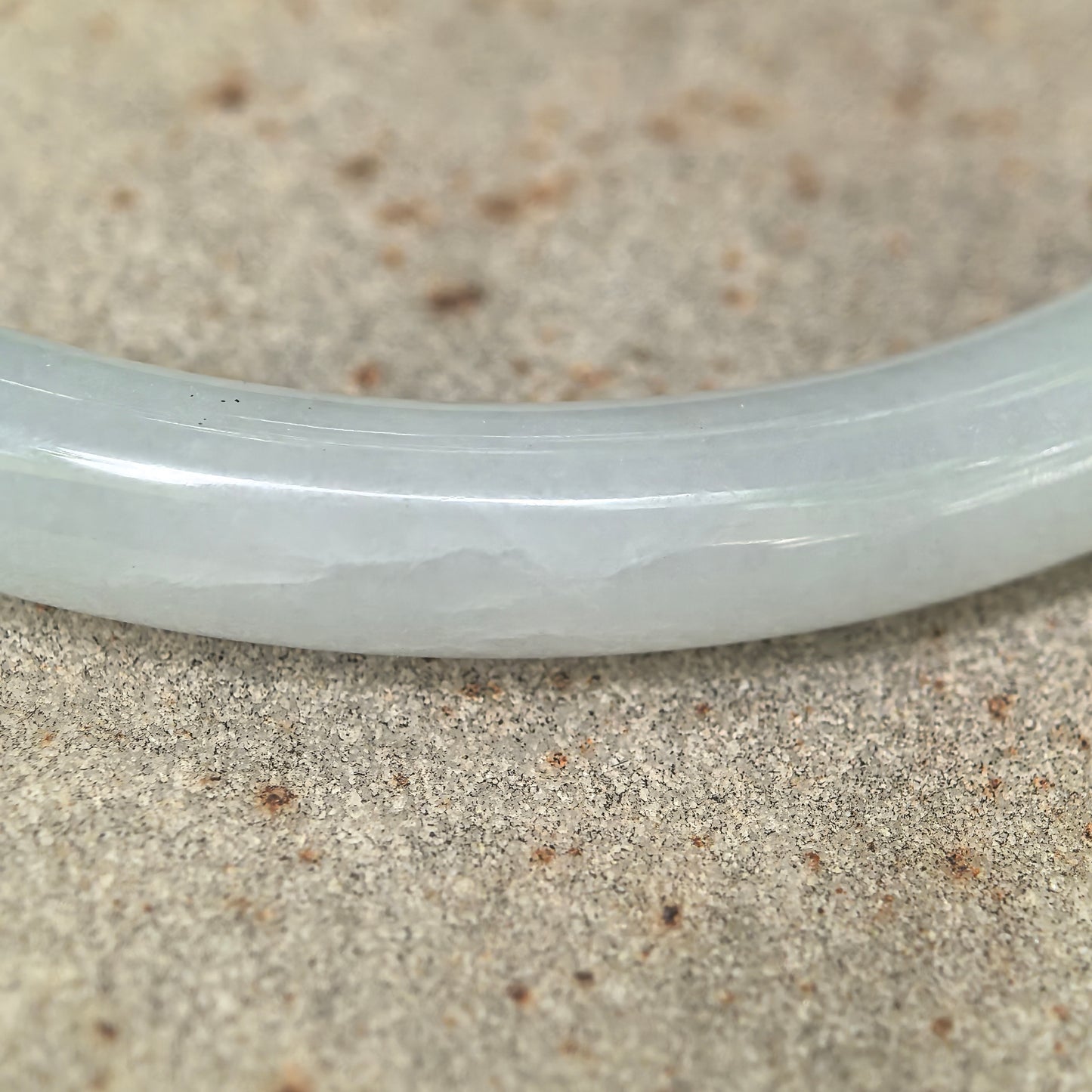 Natural Grade-A Jadeite Pale Green Tone Slim Round Bangle · Burmese Jade 56mm