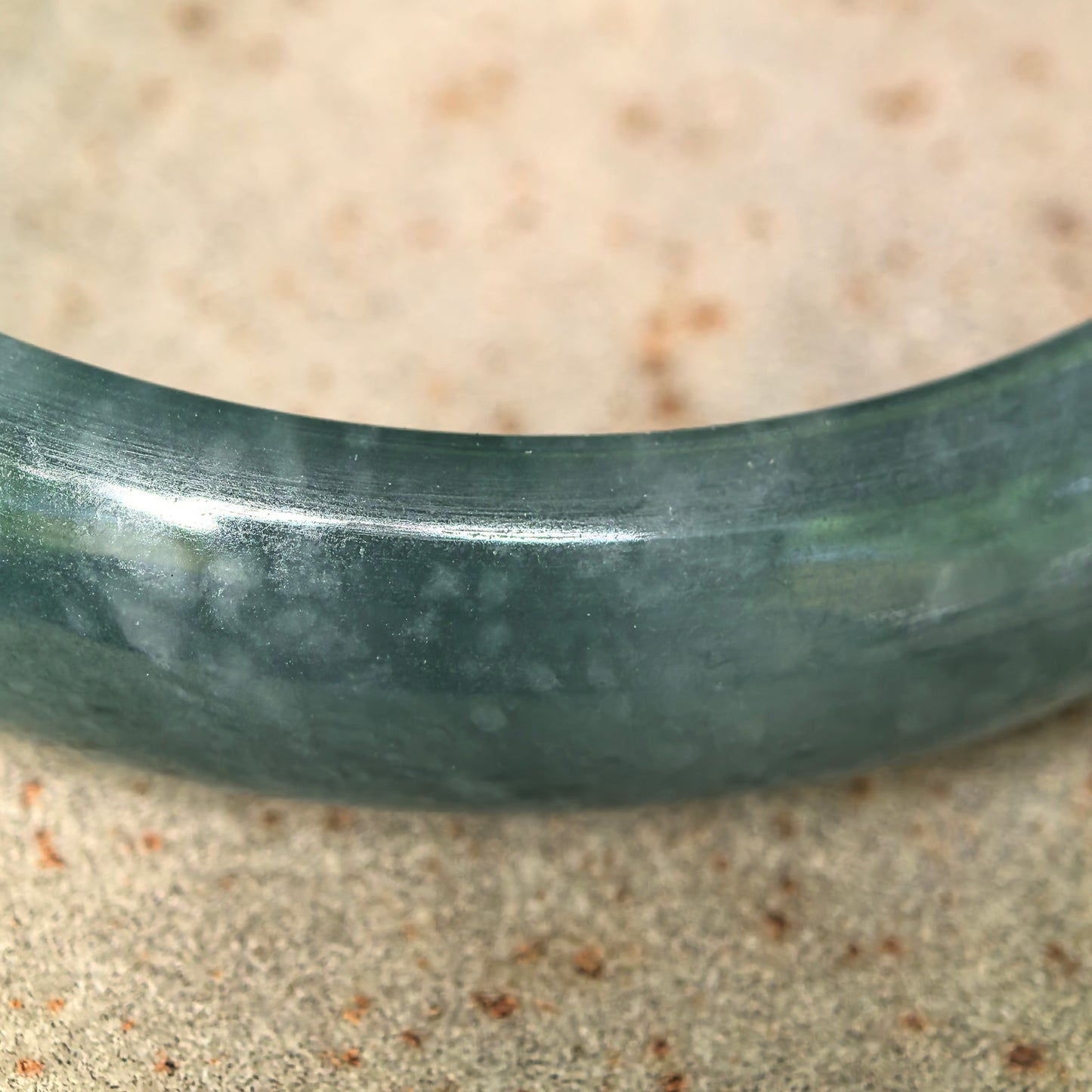 Natural Grade-A Jadeite Glutinous Teal Blue D-Shape Bangle · Guatemalan Jade 53mm