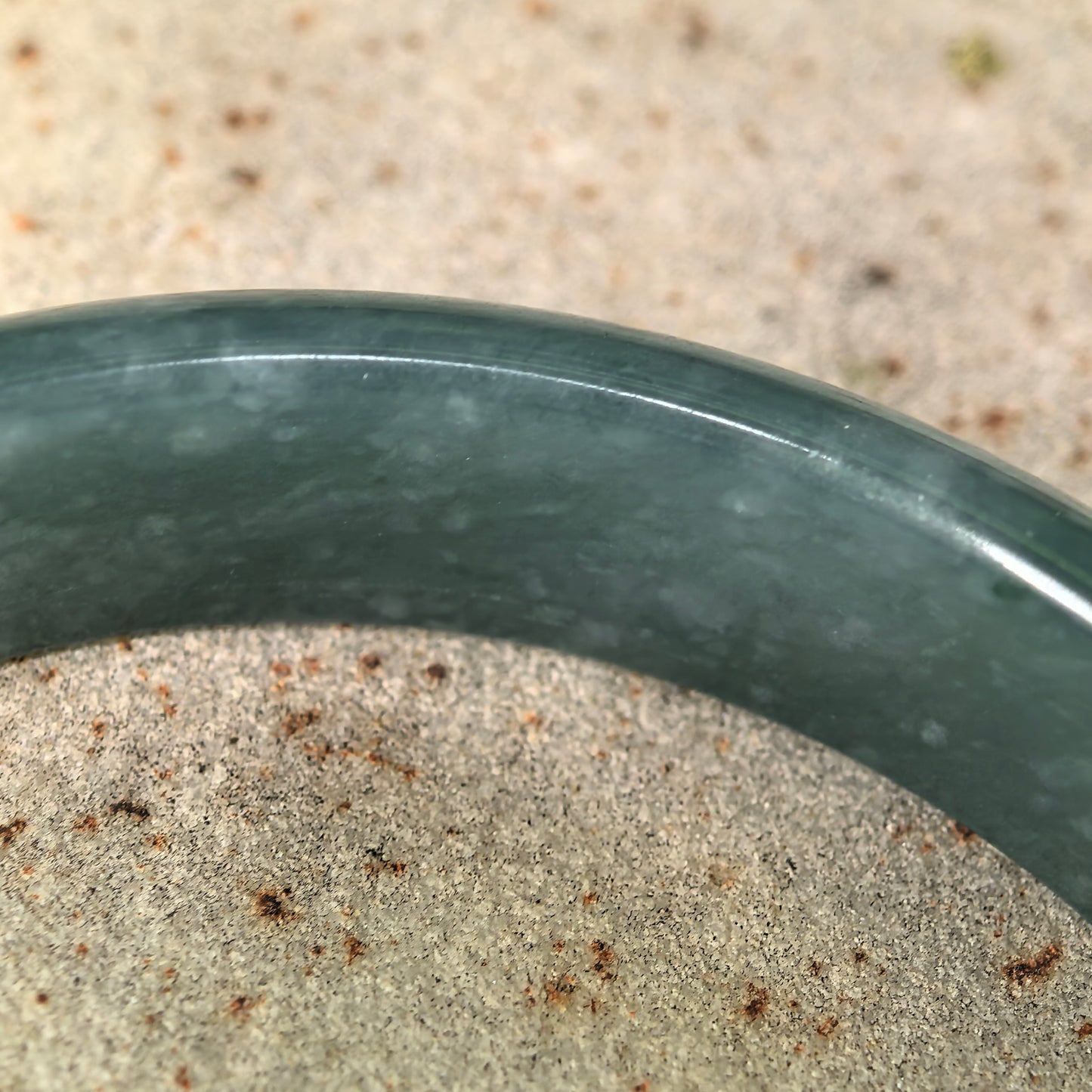 Natural Grade-A Jadeite Glutinous Teal Blue D-Shape Bangle · Guatemalan Jade 53mm