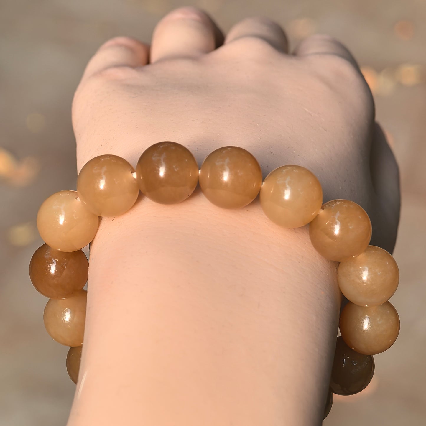 Natural Nephrite Xinjiang Qiemo Sugar Bead Bracelet · Hetian Jade 12mm