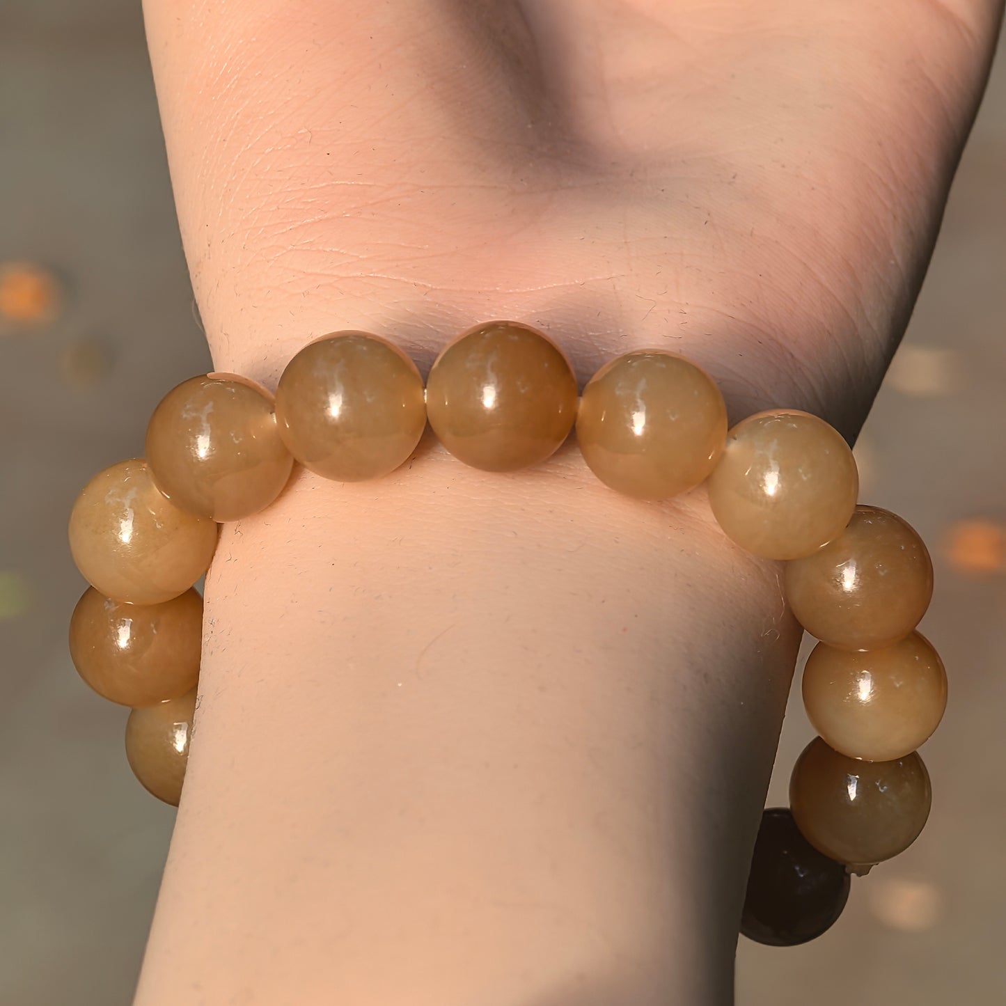 Natural Nephrite Xinjiang Qiemo Sugar Bead Bracelet · Hetian Jade 12mm