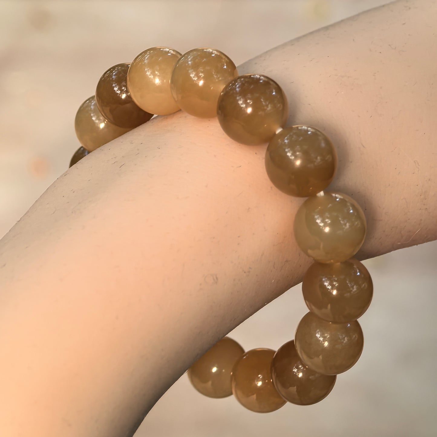Natural Nephrite Xinjiang Qiemo Sugar Bead Bracelet · Hetian Jade 12mm