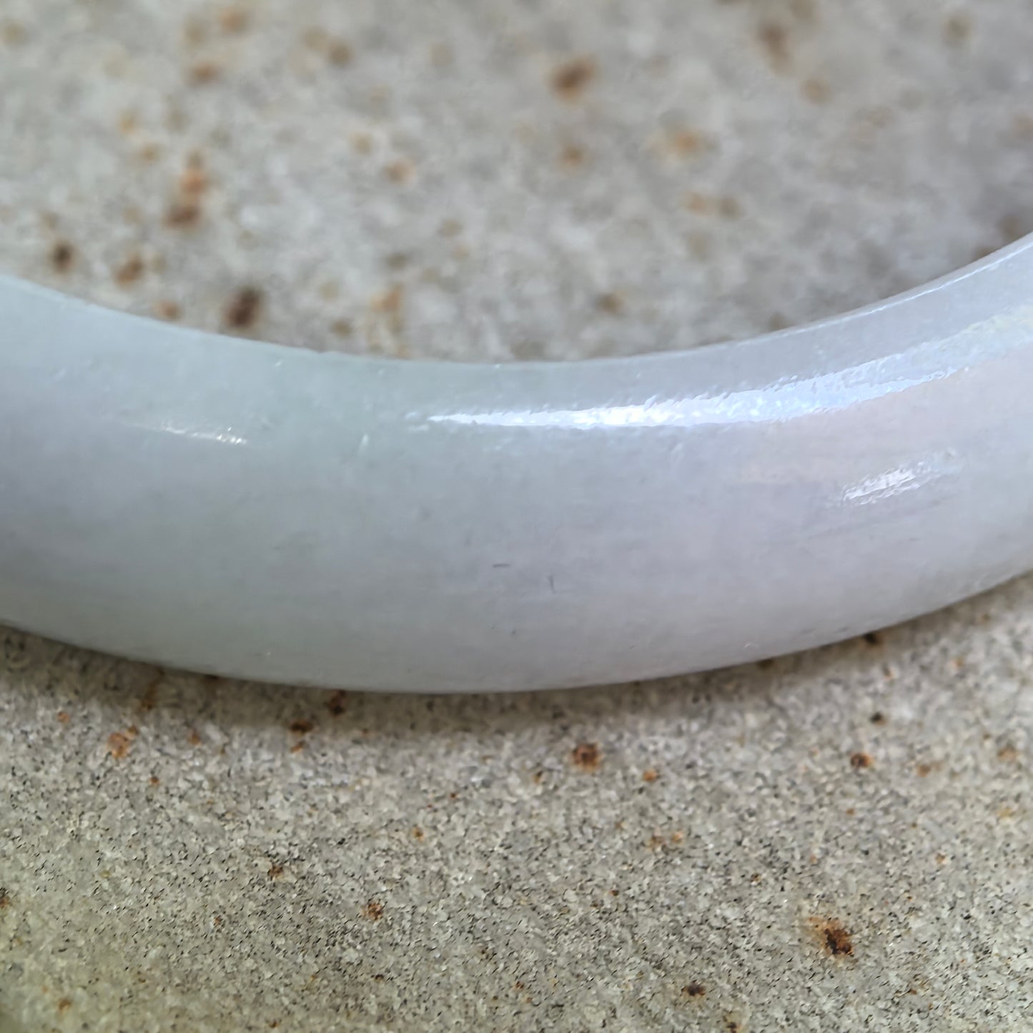 Natural Grade-A Jadeite Glutinous Pale Lavender & Green D-Shape Bangle · Burmese Jade 56mm