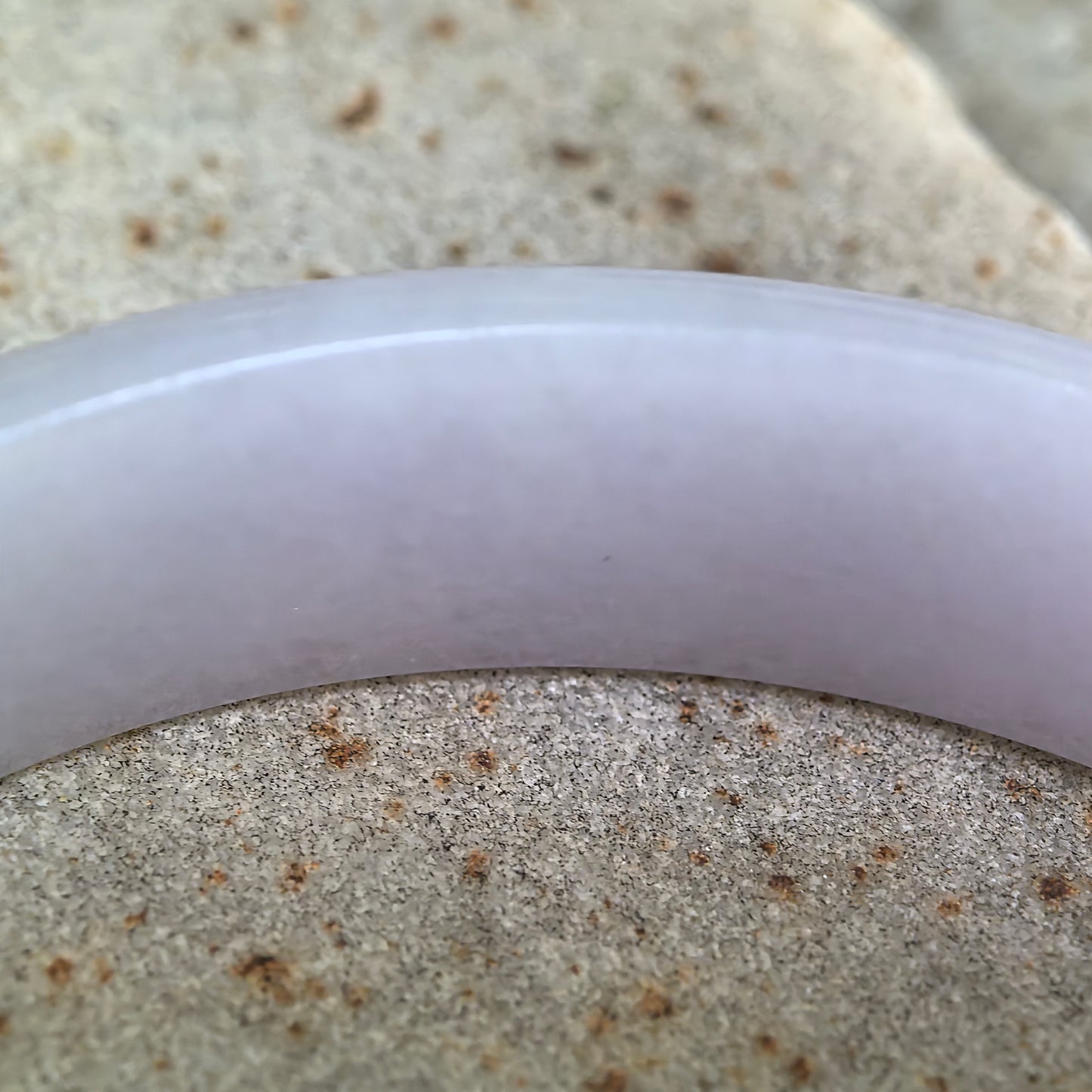 Natural Grade-A Jadeite Glutinous Pale Lavender & Green D-Shape Bangle · Burmese Jade 56mm