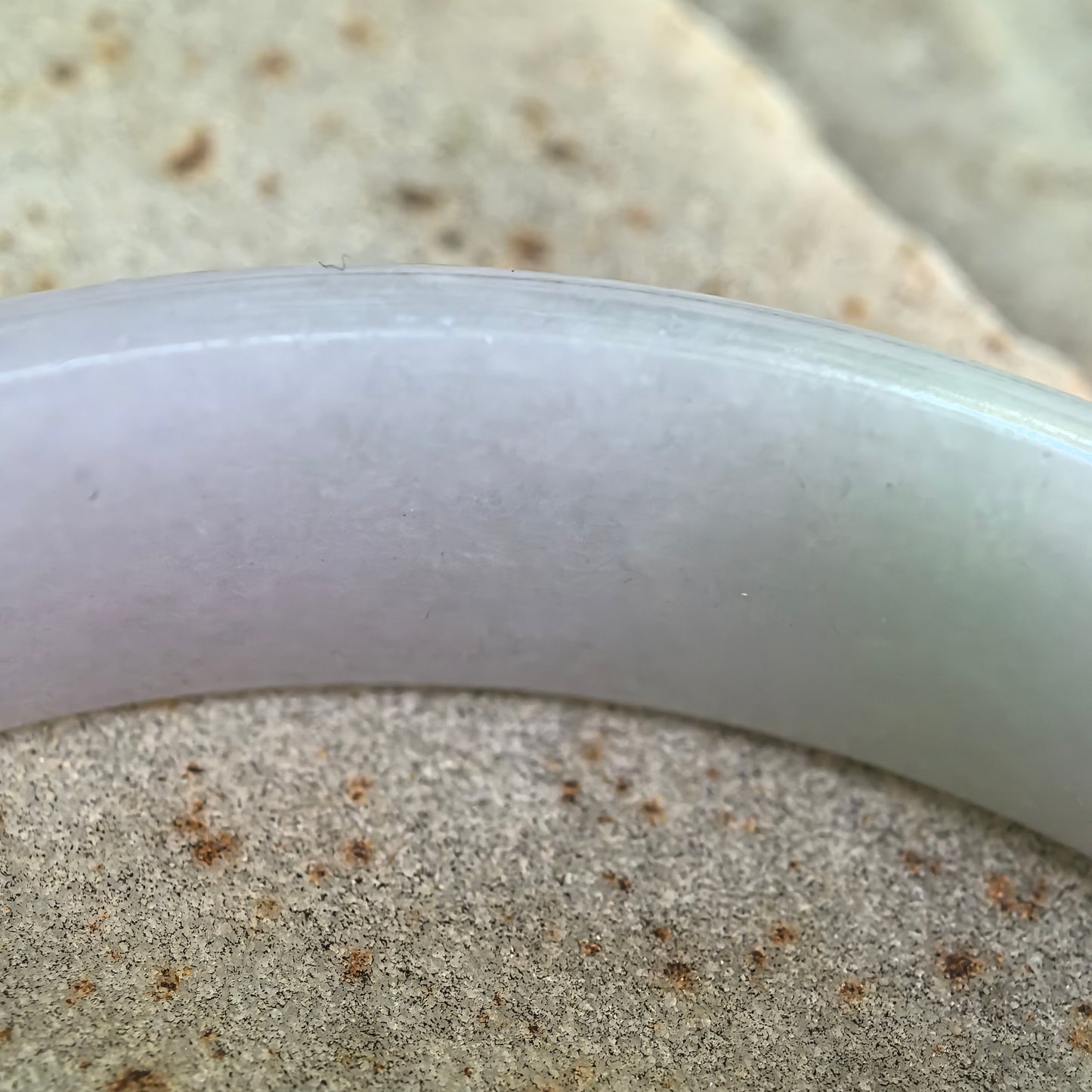 Natural Grade-A Jadeite Glutinous Pale Lavender & Green D-Shape Bangle · Burmese Jade 56mm