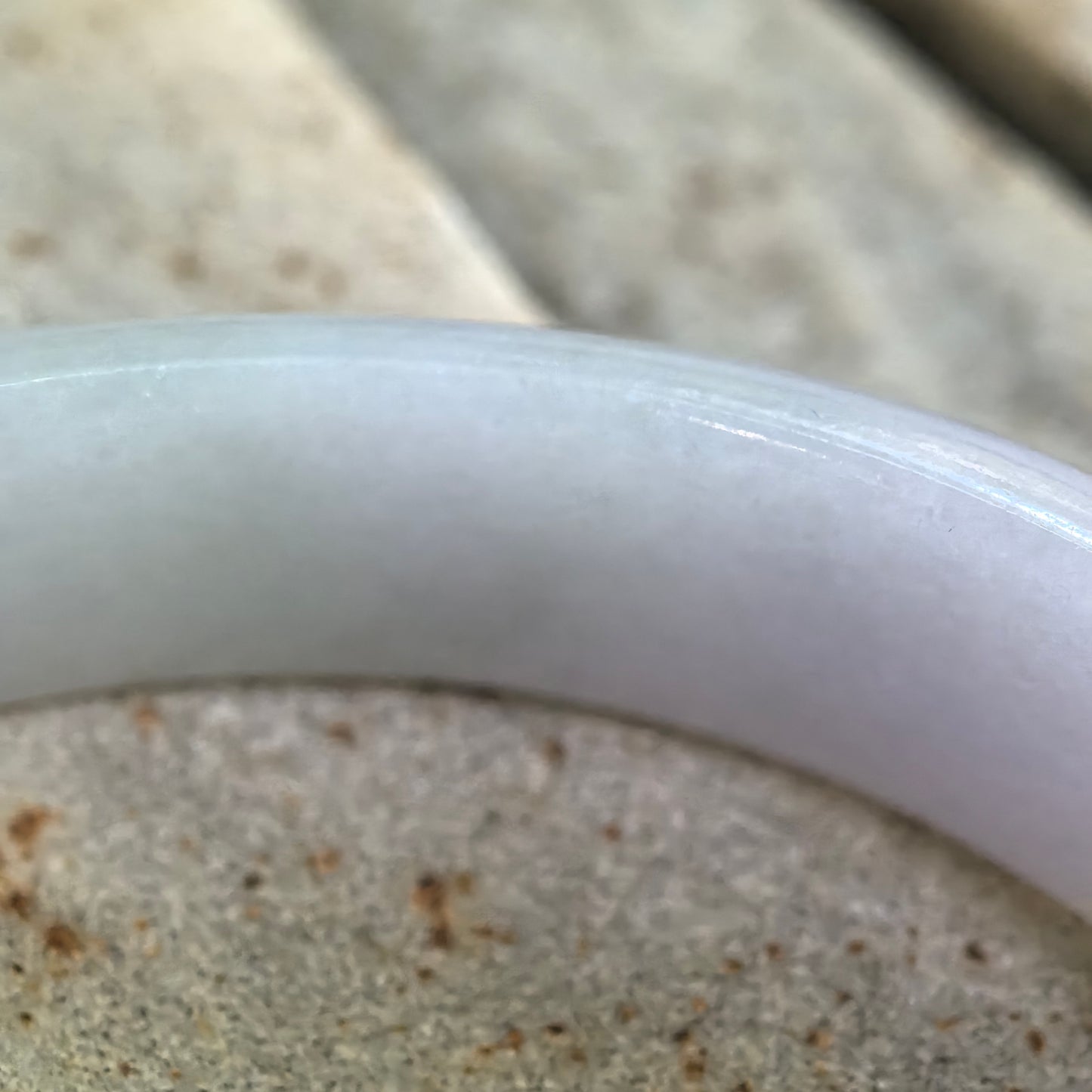 Natural Grade-A Jadeite Glutinous Pale Lavender & Green D-Shape Bangle · Burmese Jade 56mm