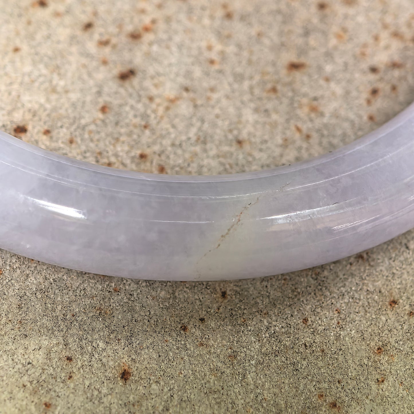 Natural Grade-A Jadeite Glutinous Lavender Round Bangle · Burmese Jade 57mm