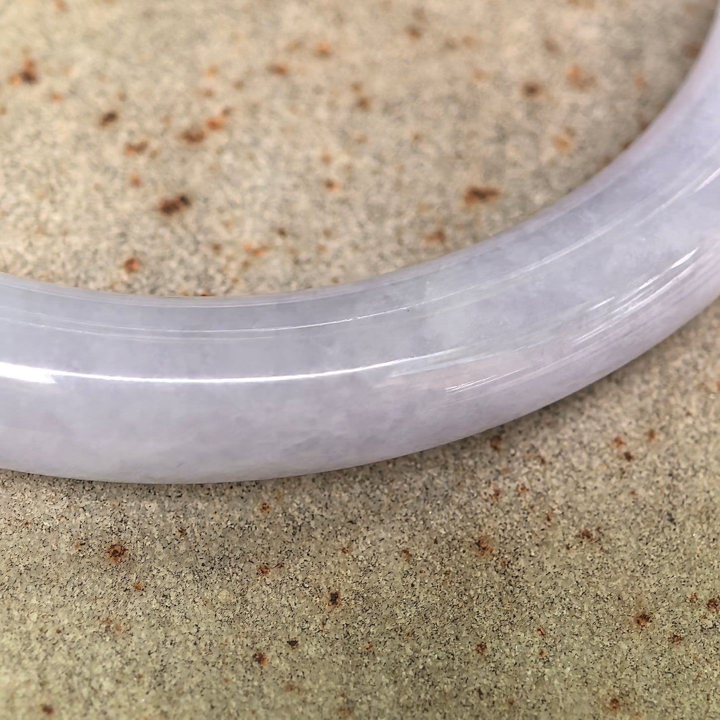 Natural Grade-A Jadeite Glutinous Lavender Round Bangle · Burmese Jade 57mm