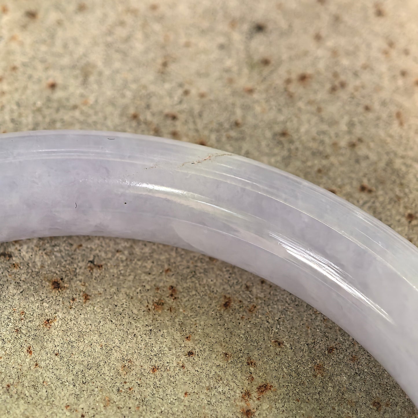 Natural Grade-A Jadeite Glutinous Lavender Round Bangle · Burmese Jade 57mm