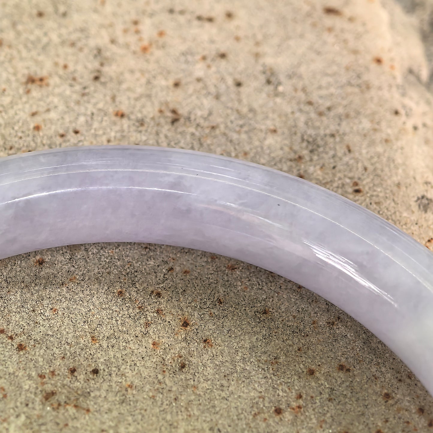 Natural Grade-A Jadeite Glutinous Lavender Round Bangle · Burmese Jade 57mm