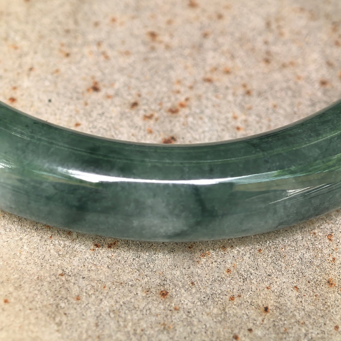 Natural Grade-A Jadeite Glutinous Icy Oil Green D-Shape Bangle · Burmese Jade 54mm
