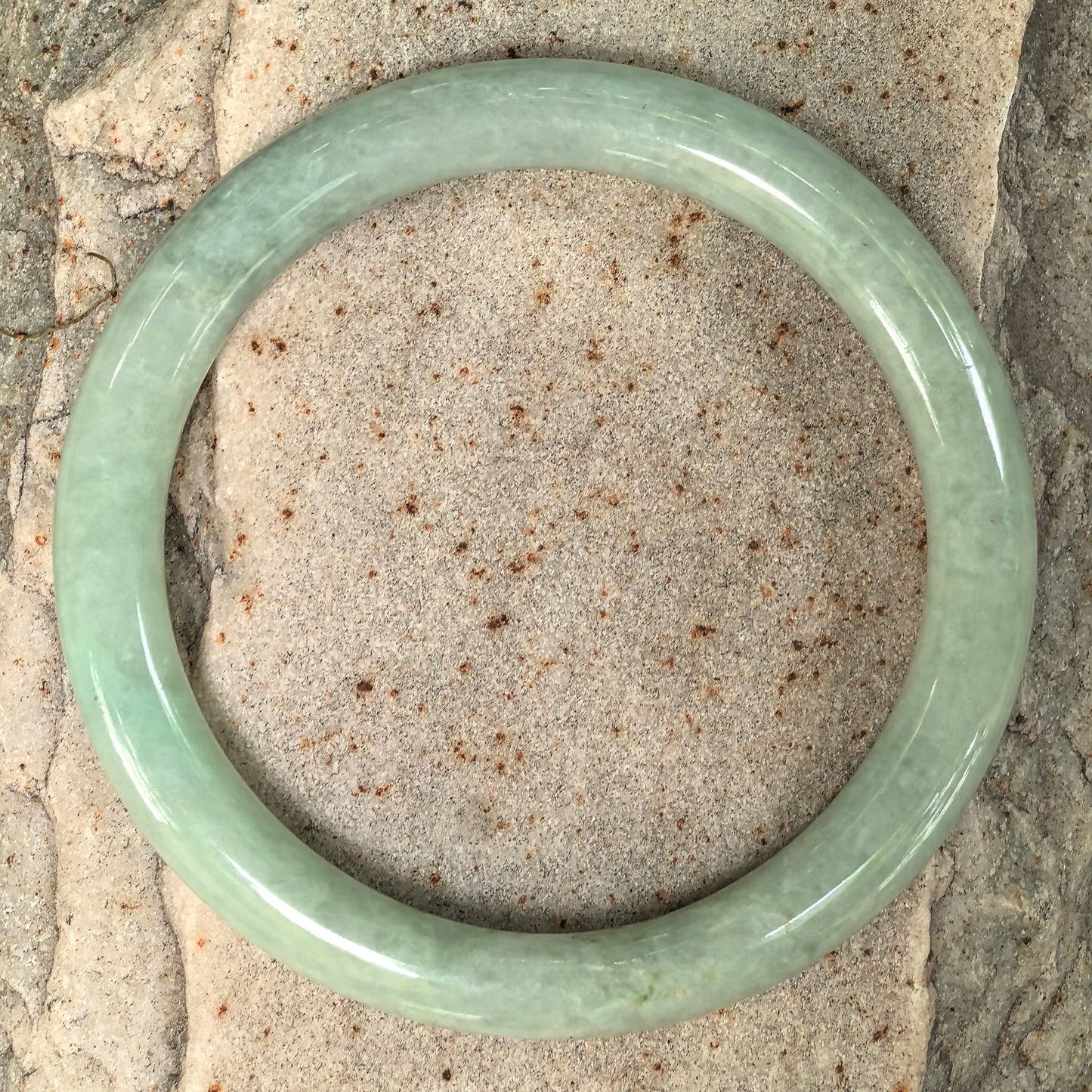 Natural Grade-A Jadeite Glutinous Light Green Round Bangle · Burmese Jade 55mm