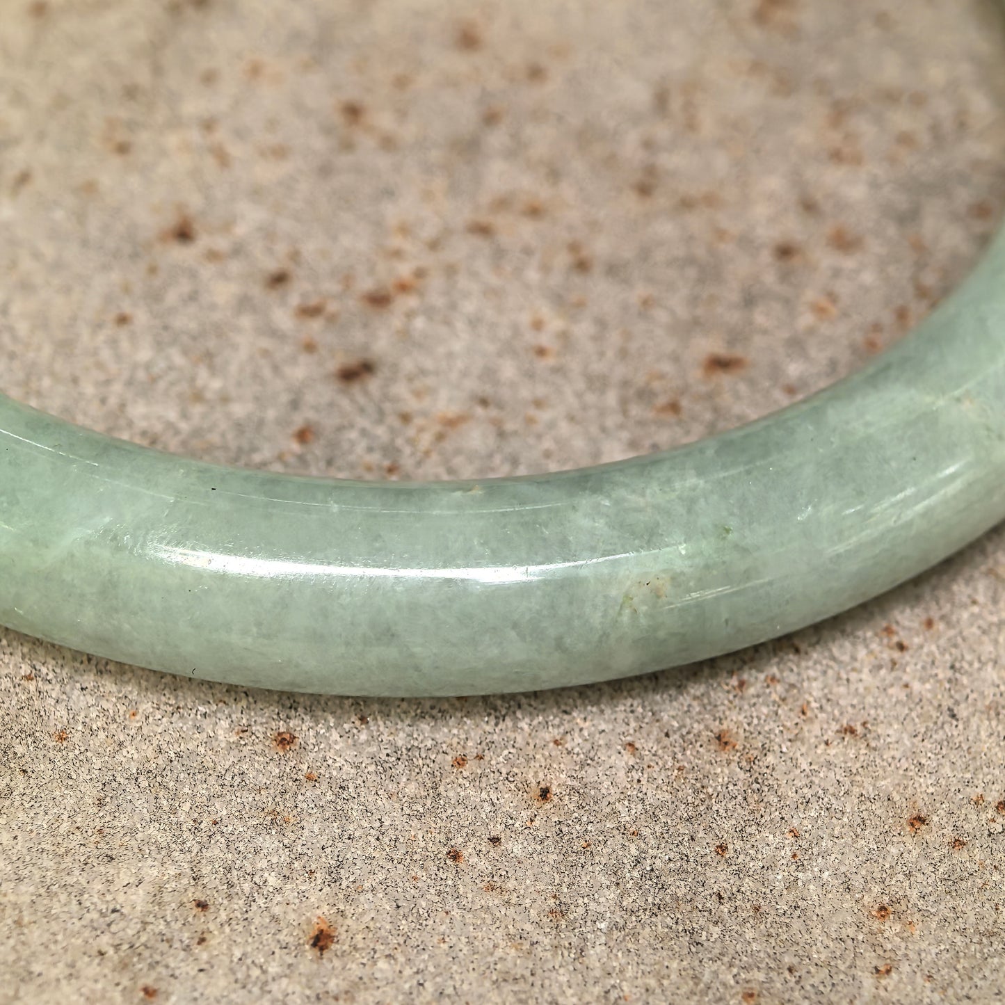 Natural Grade-A Jadeite Glutinous Light Green Round Bangle · Burmese Jade 55mm
