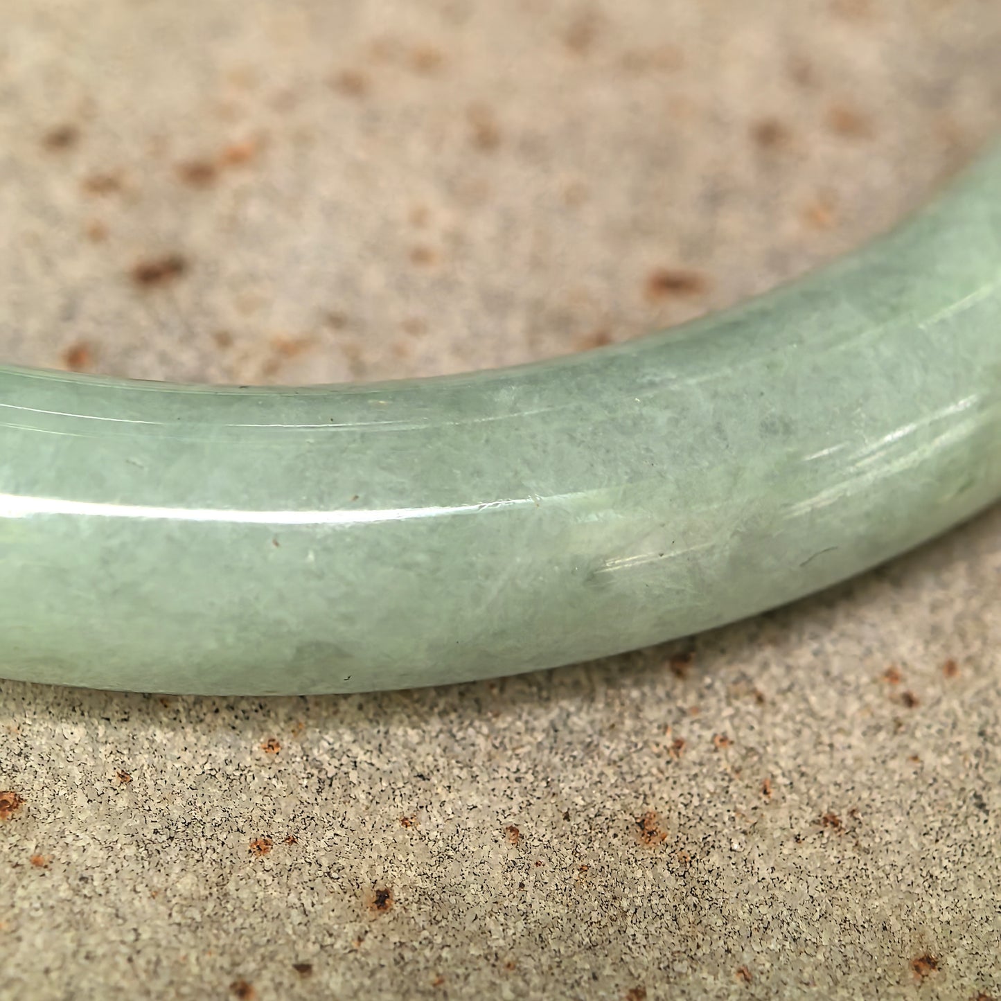 Natural Grade-A Jadeite Glutinous Light Green Round Bangle · Burmese Jade 55mm