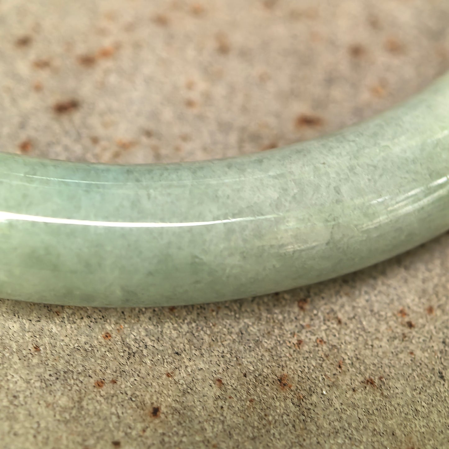Natural Grade-A Jadeite Glutinous Light Green Round Bangle · Burmese Jade 55mm