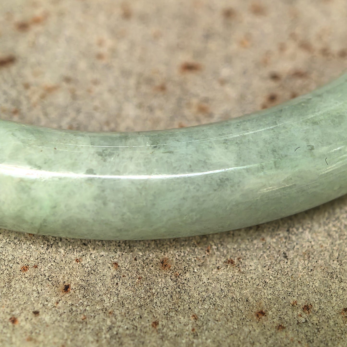 Natural Grade-A Jadeite Glutinous Light Green Round Bangle · Burmese Jade 55mm