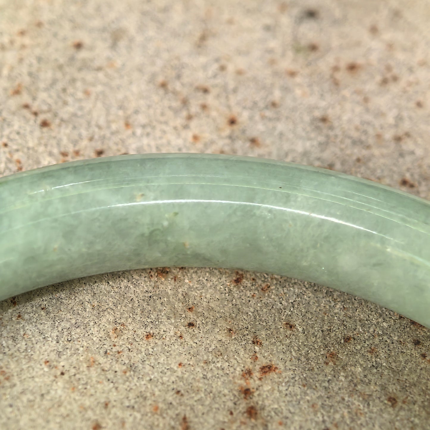 Natural Grade-A Jadeite Glutinous Light Green Round Bangle · Burmese Jade 55mm
