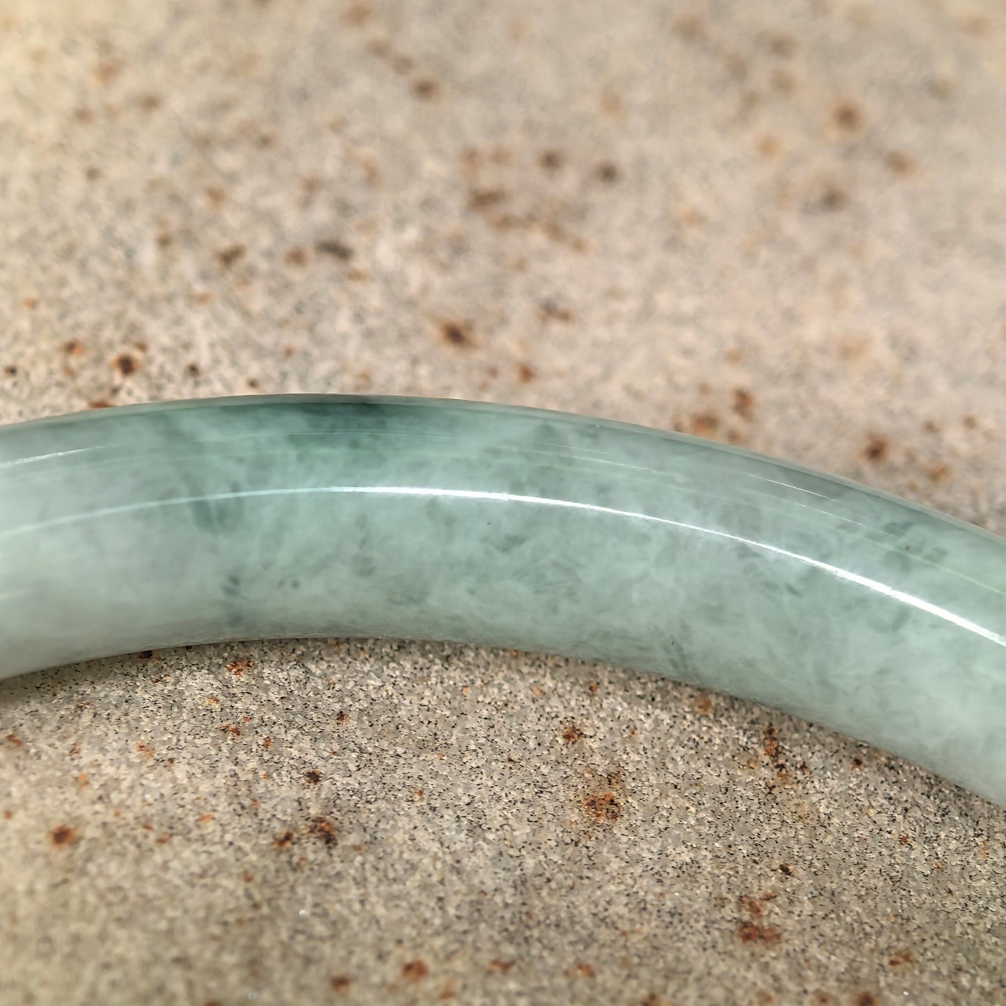 Natural Grade-A Jadeite Glutinous Light Green Floral Round Bangle · Burmese Jade 58mm