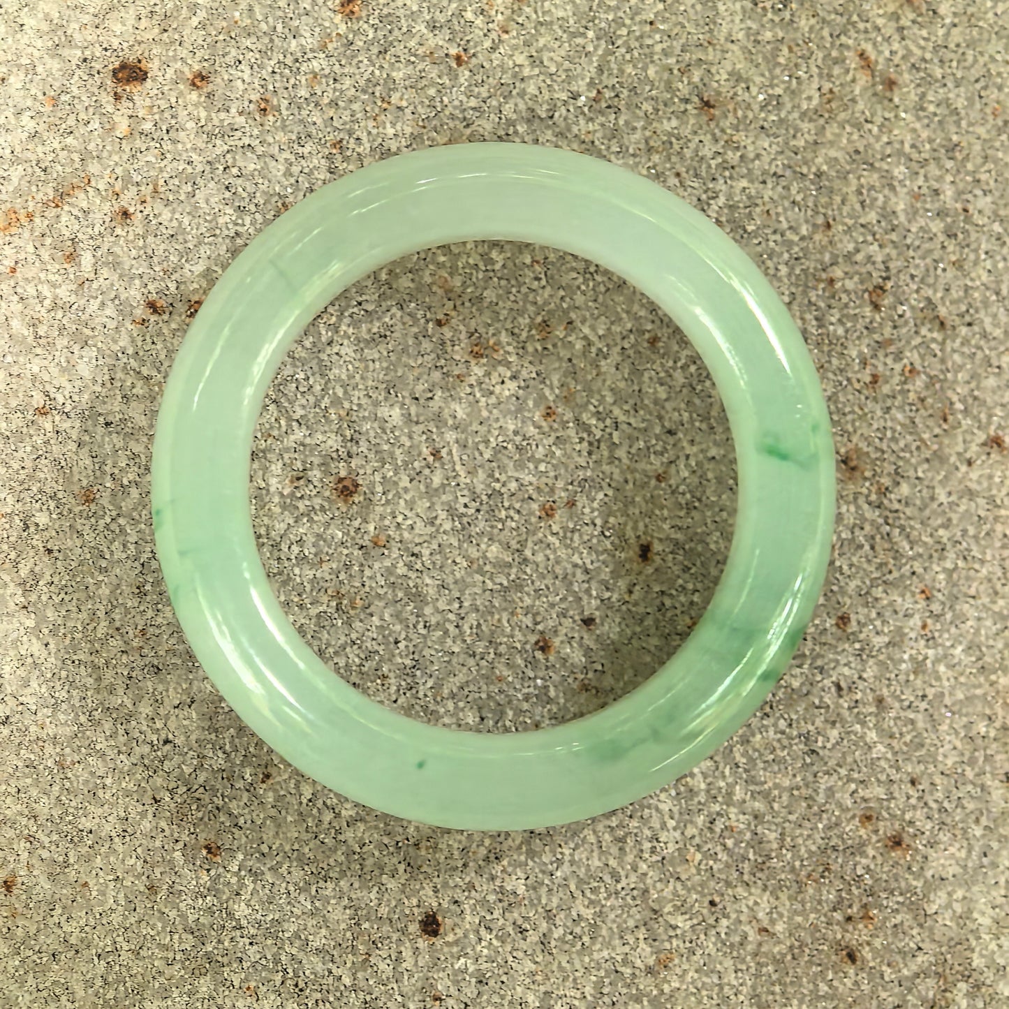 Natural Grade-A Jadeite Icy Glutinous Light Green Ring Band · Burmese Jade US5