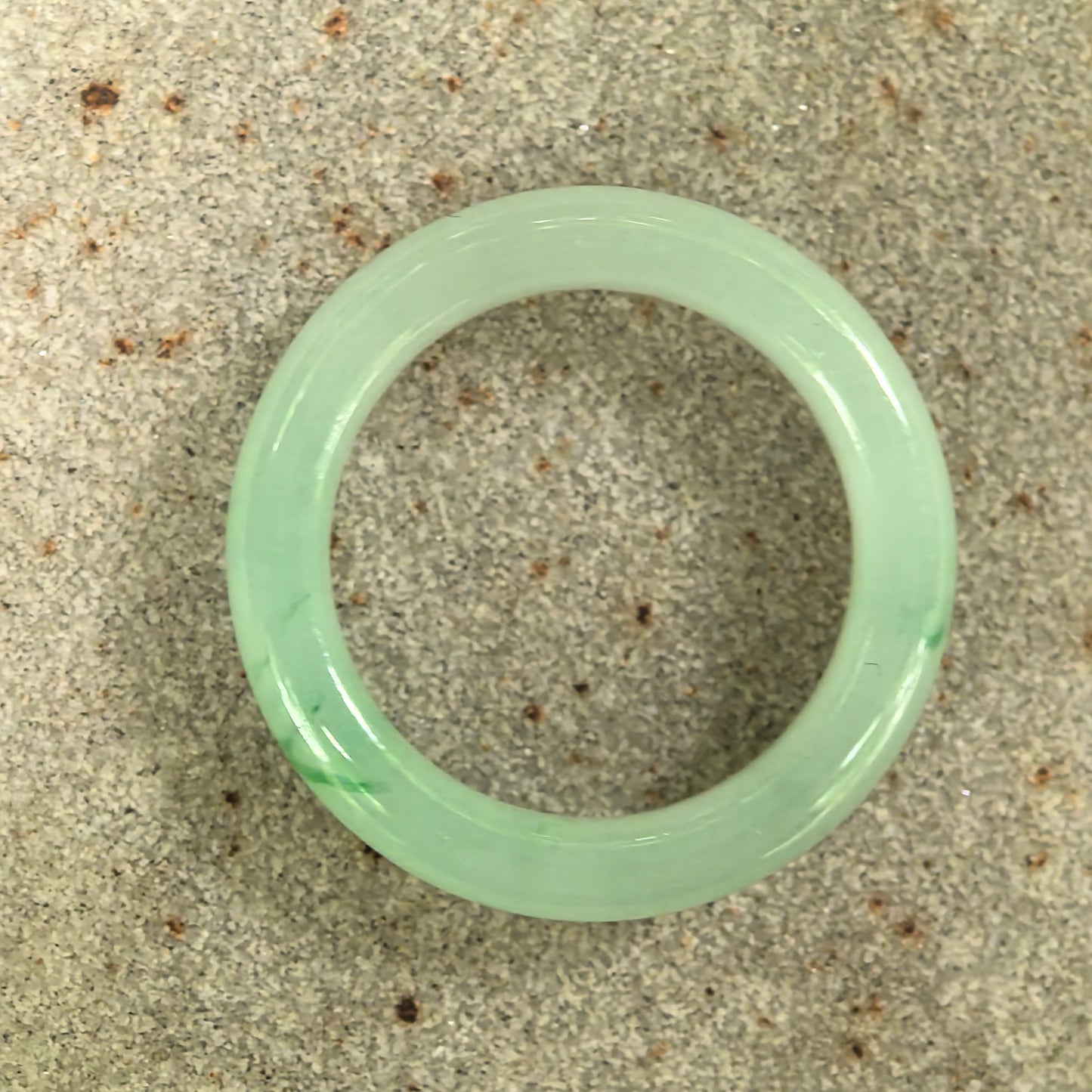 Natural Grade-A Jadeite Icy Glutinous Light Green Ring Band · Burmese Jade US5