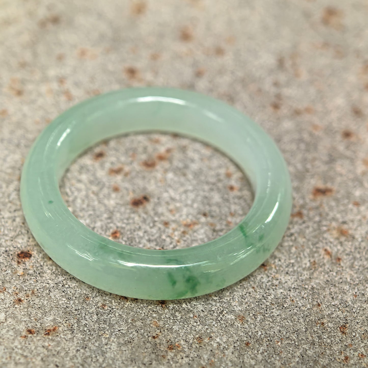 Natural Grade-A Jadeite Icy Glutinous Light Green Ring Band · Burmese Jade US5