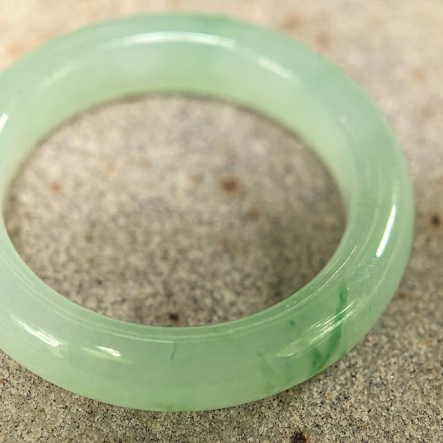 Natural Grade-A Jadeite Icy Glutinous Light Green Ring Band · Burmese Jade US5
