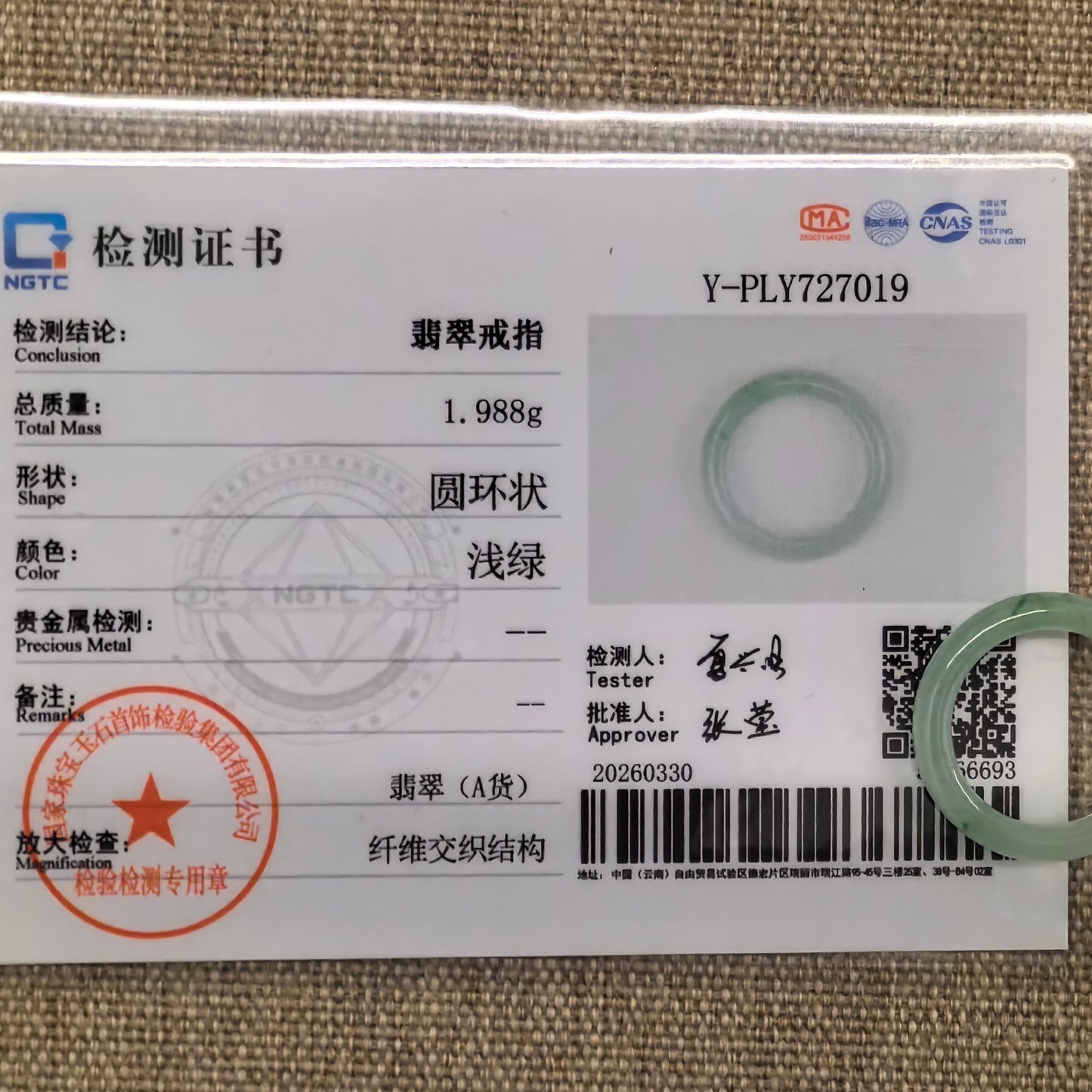Natural Grade-A Jadeite Icy Glutinous Light Green Ring Band · Burmese Jade US5