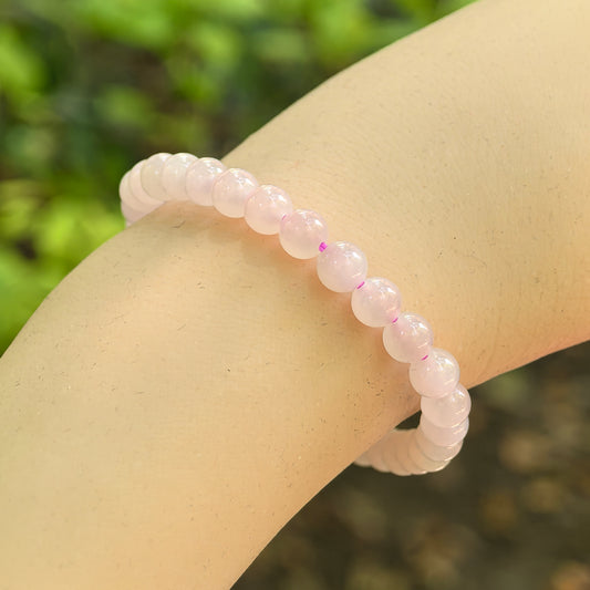 Natural Nephrite Lotus Pink Bead Bracelet · Hetian Jade 5.8mm