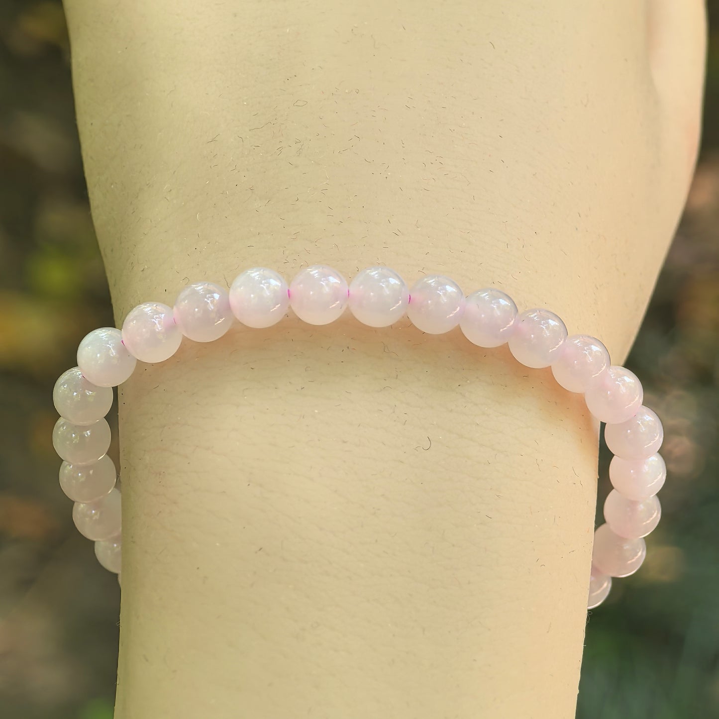 Natural Nephrite Lotus Pink Bead Bracelet · Hetian Jade 5.8mm