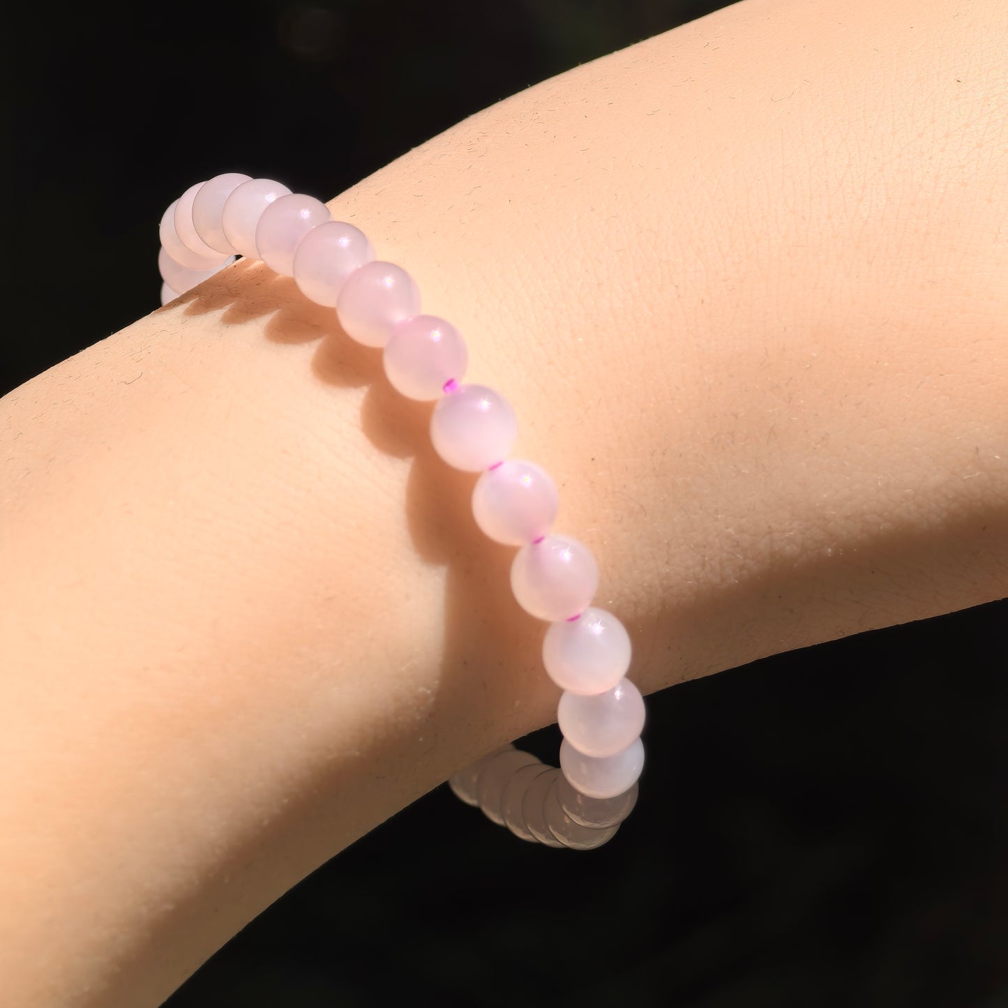 Natural Nephrite Lotus Pink Bead Bracelet · Hetian Jade 5.8mm