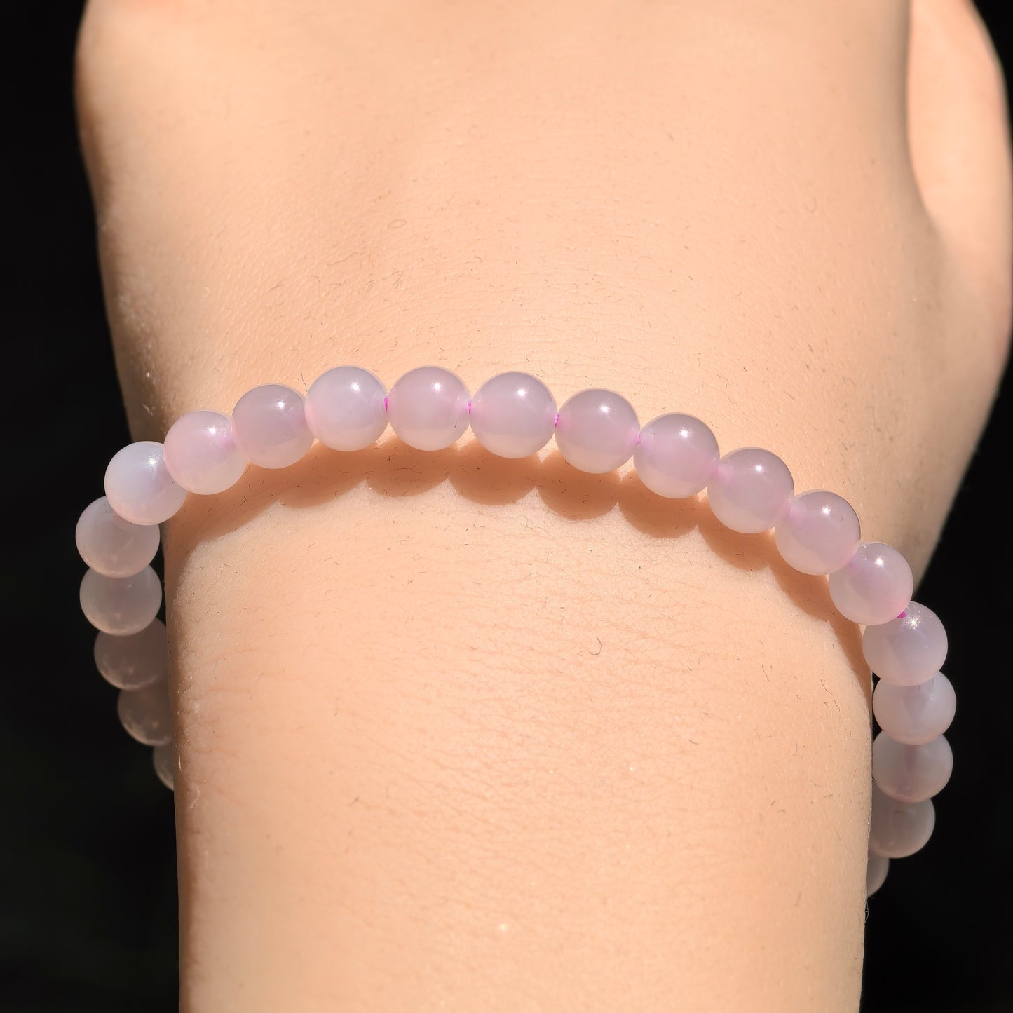Natural Nephrite Lotus Pink Bead Bracelet · Hetian Jade 5.8mm