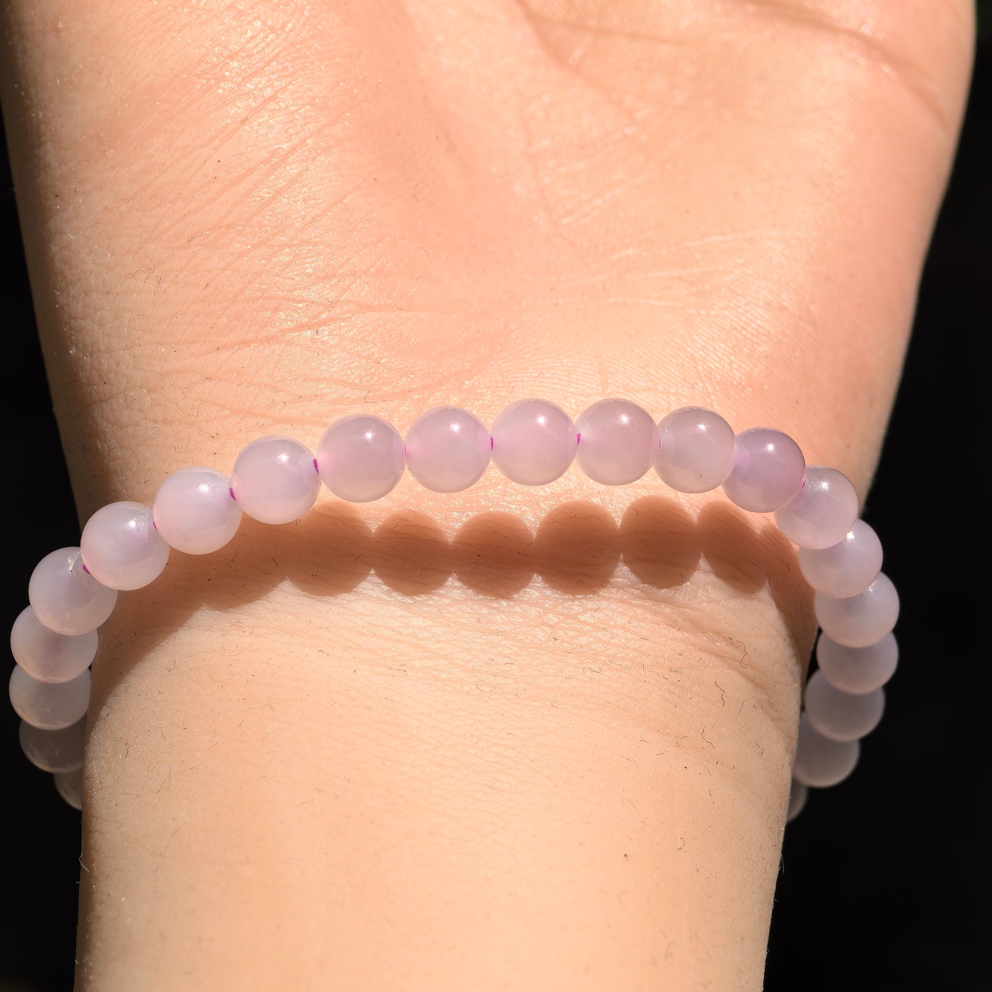 Natural Nephrite Lotus Pink Bead Bracelet · Hetian Jade 5.8mm