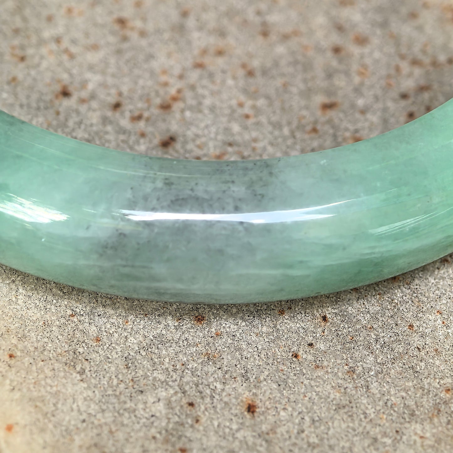 Natural Grade-A Jadeite Glutinous Green Black D-Shape Bangle · Burmese Jade 58mm