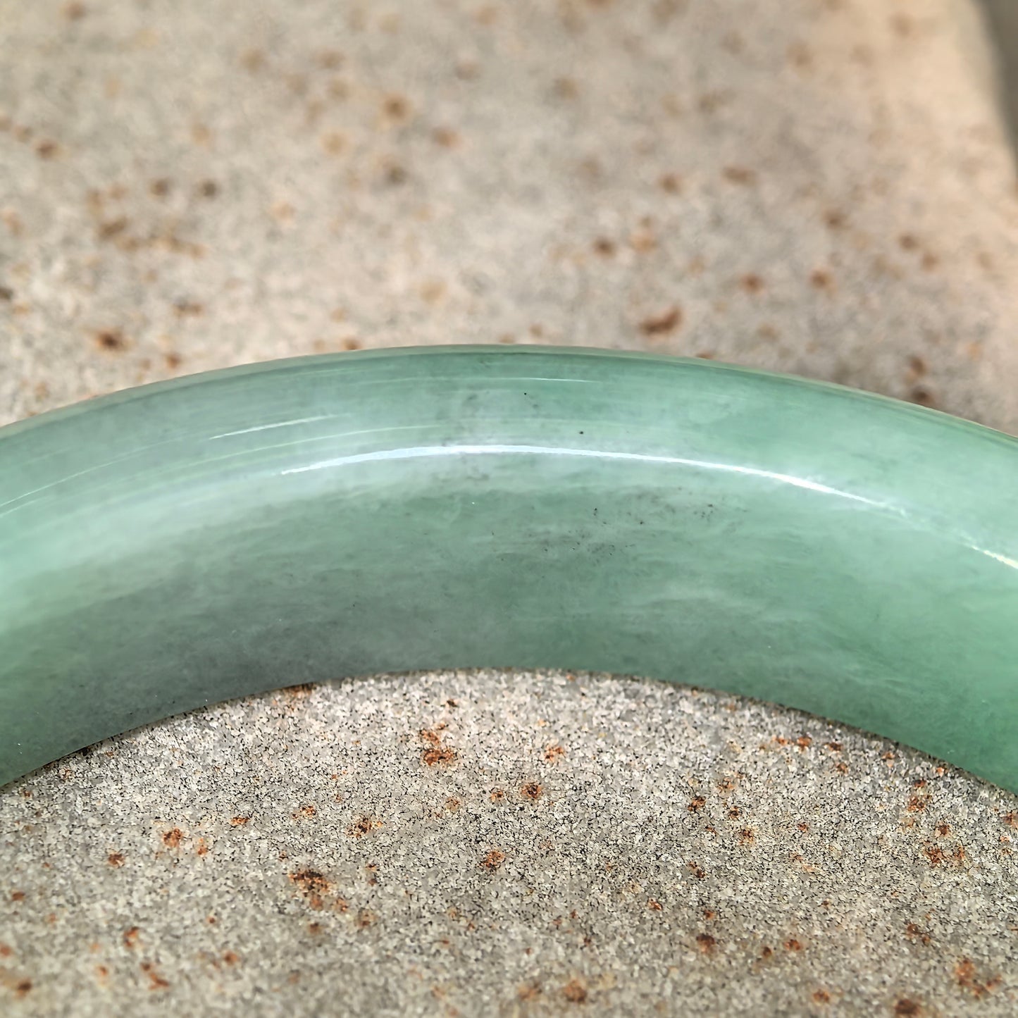 Natural Grade-A Jadeite Glutinous Green Black D-Shape Bangle · Burmese Jade 58mm