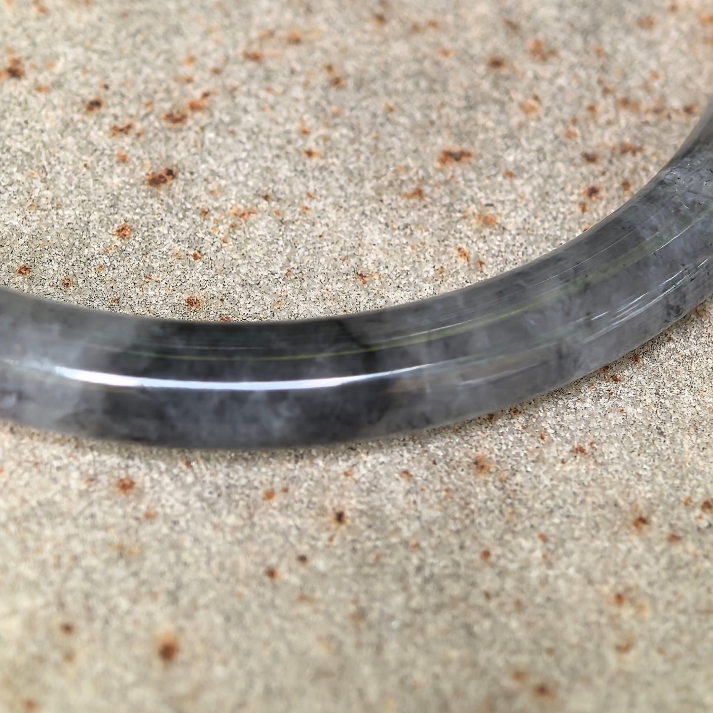 Natural Grade-A Glutinous Icy Black Jadeite Round Bangle · Burmese Jade 54mm