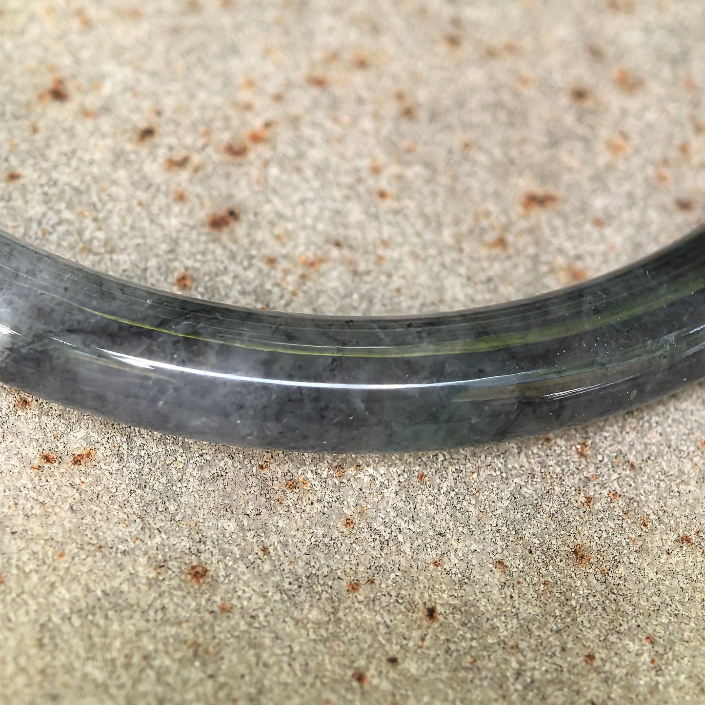 Natural Grade-A Glutinous Icy Black Jadeite Round Bangle · Burmese Jade 54mm