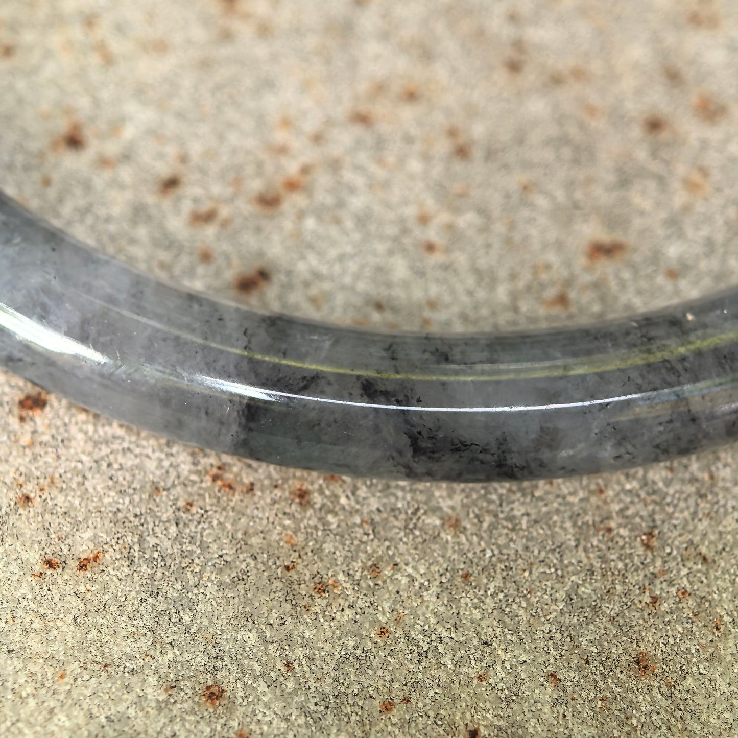 Natural Grade-A Glutinous Icy Black Jadeite Round Bangle · Burmese Jade 54mm