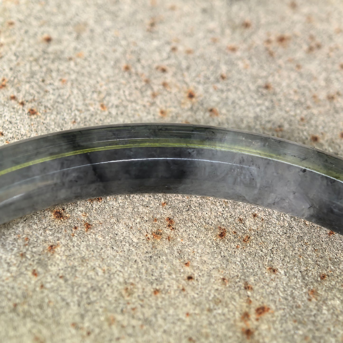 Natural Grade-A Glutinous Icy Black Jadeite Round Bangle · Burmese Jade 54mm