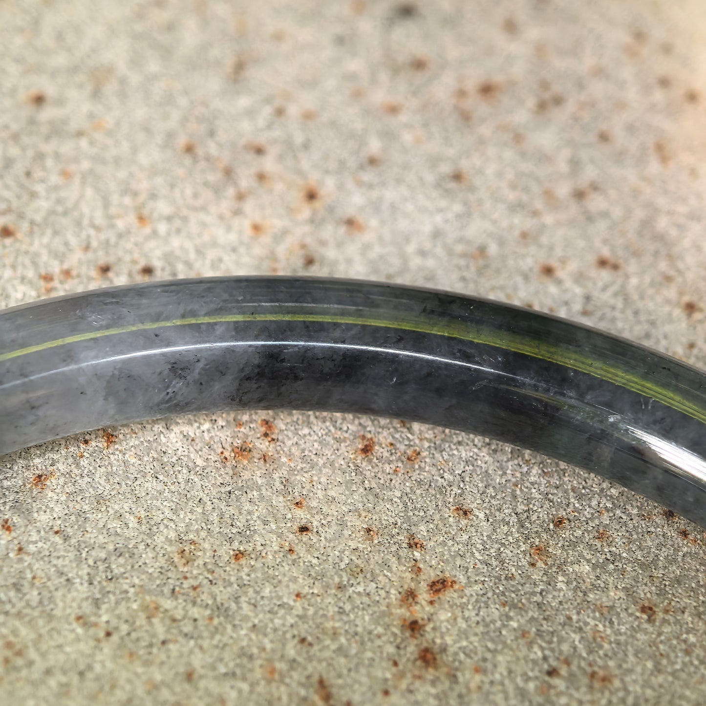 Natural Grade-A Glutinous Icy Black Jadeite Round Bangle · Burmese Jade 54mm